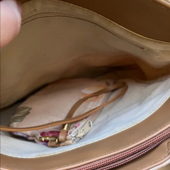 Floral Embroidered Tote Bag - Pink and Brown - Picture 7 of 9